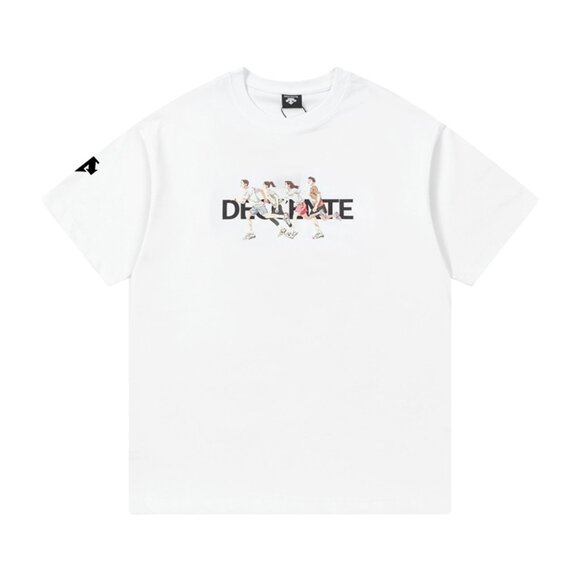 Descente White Short-Sleeved T-Shirt With Running Figure Print